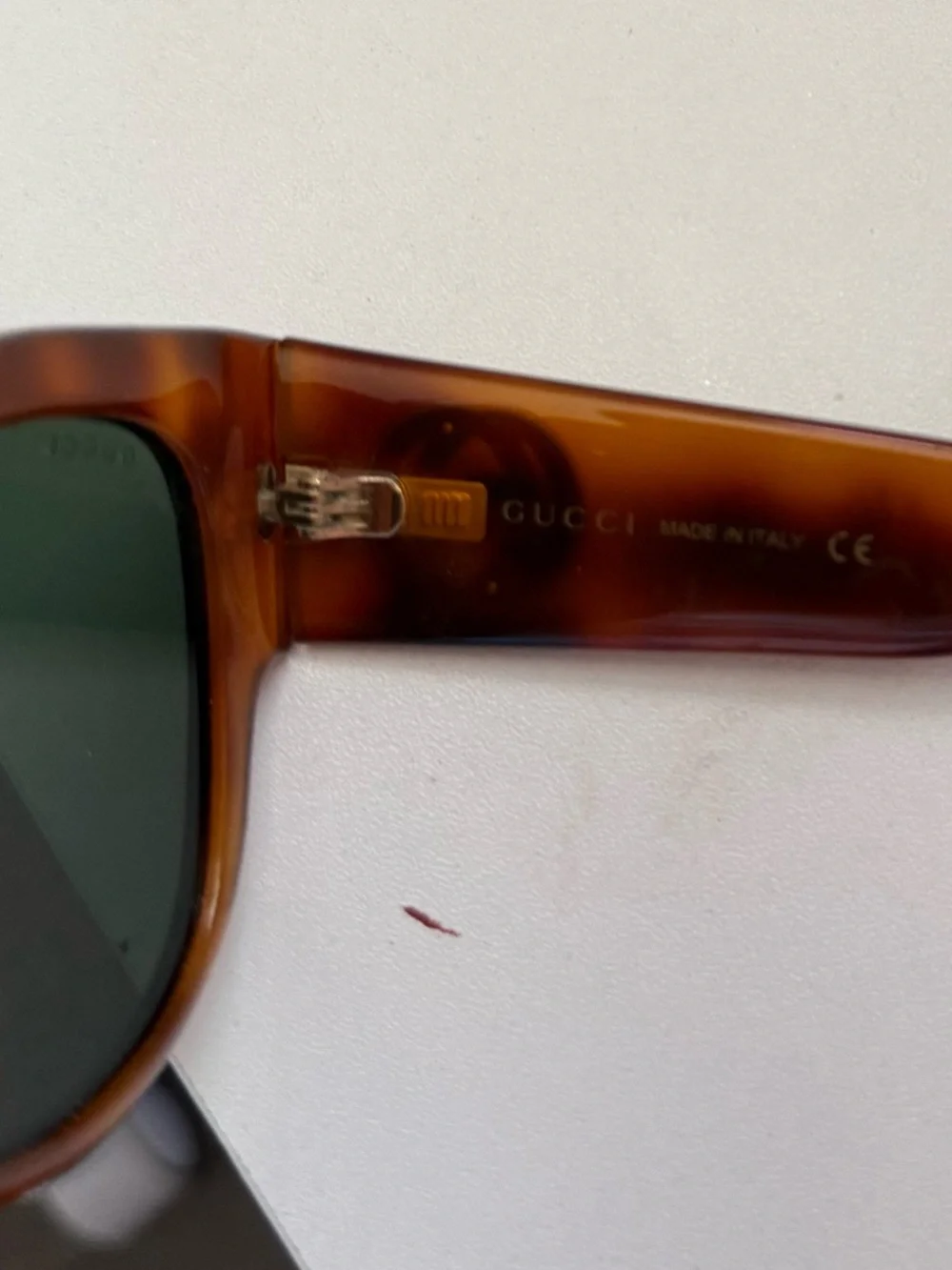 Gucci Tortoiseshell Acetate Sunglasses with Green Lenses